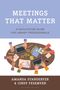 "MEETINGS THAT MATTER" 
Illustration: Menschen arbeiten an einem Tisch mit Laptops und Papieren.