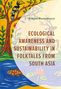 Text: "Ecological Awareness and Sustainability in Folktales from South Asia." Illustration: Baum, Vogel, Hirsch, Fluss, Fische.