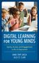 "DIGITAL LEARNING FOR YOUNG MINDS" zeigt vier fröhliche Kinder vor einem Laptop, die jubeln.
