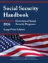 Text: Social Security Handbook 2026, Overview of Social Security Programs, Large Print Edition. Flaggenmotiv im Hintergrund., Buch