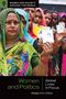Frauen in bunten Saris halten Ausweise. Text: "Women and Society Around the World", "Women and Politics", "Global Lives in Focus"., Buch