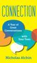 "CONNECTION: A Year of Great Conversations with Your Teen" in Sprechblasen. Autor: Nicholas Alchin. Hintergrund gelb.