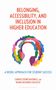 Titel: "Belonging, Accessibility, and Inclusion in Higher Education". Bunte Silhouetten von Köpfen im Profil.