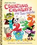"Counting Creatures and Their Features." Zahlreiche bunte Illustrationen von Monstern, Zahlen und Figuren auf hellem Hintergrund.