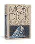 „Moby Dick“ illustriert von Rockwell Kent. Eine stilisierte Walflosse und ein Wal bei Nacht darauf., Buch