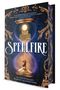 „SPELLFIRE“ steht in großen Buchstaben. Darunter eine Sanduhr mit einem Schloss und einem tanzenden Paar., Buch