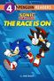 "Level 4 Penguin Readers, Sonic the Hedgehog: The Race is On, by Jake Black." Illustration von Sonic und Shadow beim Rennen.