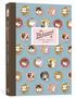 "The Mofusand Coffee + Donuts Journal." Illustration von Katzen in Donuts. Der Hintergrund ist blau mit verspielten Motiven., Buch