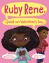 Titel: "Ruby René, Quiet on Valentine's Day". Zwei Kinder mit Büchern. Fröhliche, farbige Illustration., Buch