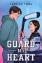 Text: "Guard My Heart" von Sabrina Fedel. Illustration: Junge in Hoodie, Mädchen mit Eishockeyschläger, lächelnd zueinander., Buch