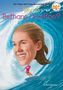 Text: „Who Is Bethany Hamilton?“ Illustration: Eine große lachende Frau im Vordergrund, surft auf einer Welle.