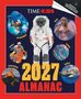 TIME for KiDS 2027 ALMANAC. Astronaut mit Abbildungen: Sonic, Sängerin, Basketballspieler, Vulkan, DNA, Hai., Buch