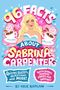 "96 Facts About Sabrina Carpenter" in bunten Buchstaben, Illustration einer blonden Frau mit zwei Kaffeetassen.