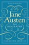 Text: „Jane Austen: The Biography“ von Elizabeth Jenkins. Hintergrund in Blau mit gelben dekorativen Linien., Buch