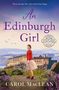 "An Edinburgh Girl" steht über einer Frau vor einer Burg und Landschaft. Klarer Himmel, Logo "Made in Scotland" rechts., Buch