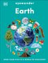 Text: "eyewonder Earth. OPEN YOUR EYES TO A WORLD OF DISCOVERY." Illustration: Erde mit Tieren, Pflanzen, Naturphänomenen.