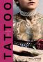 Text: "Tattoo: A History of Ink. Matt Lodder, Editor-in-Chief." Person mit Perlencollier, tätowierte Löwen und Naturmotive., Buch