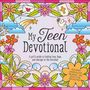 Text: "COVER TO BE REVEALED," "TEEN DEVOTIONAL," "Feed your creativity and grow your courage." Violetter Hintergrund.