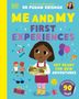 "Me and My First Experiences" in großen Buchstaben auf lila Hintergrund. Oben ein Foto und ein gelbes Logo.