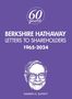 "60 years", "BERKSHIRE HATHAWAY LETTERS TO SHAREHOLDERS 1965-2024", "WARREN E. BUFFETT". Illustration eines Mannes., Buch