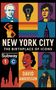 „NEW YORK CITY THE BIRTHPLACE OF ICONS.“ Darunter Subway-Symbole, Figuren, Glühbirne, Regenbogenstreifen und Skyline.