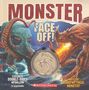 "MONSTER FACE OFF! EXCLUSIVE DOUBLE-SIDED MEDALLION BY COLIN BARRAS. WHO'S THE WORST MYTHICAL MONSTER?"  
Ein grünes Seeungeheuer und ein feuerspeiender Drache., Buch