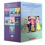 Verschiedene bunte Comic-Cover der Reihe "The Baby-Sitters Club" mit Charakteren in verschiedenen Szenen., Buch
