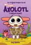 "Max, a Little Axolotl Treasure Hunt!" Ein Axolotl hält eine Schatzkarte, daneben ein Krabbe mit Schaufel.