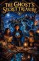 „THE GHOST'S SECRET TREASURE“. Drei Kinder entdecken mit einem Geisterpiraten Karten und Lampen in einer mystischen Höhle., Buch