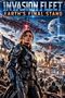 „INVASION FLEET: EARTH'S FINAL STAND“, eine Soldatin in Rüstung, futuristische Raumschiffe über brennender Stadt., Buch