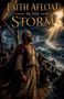 "Faith Afloat in the Storm" steht in goldener Schrift. Männer auf einem Segelschiff trotzen einem tobenden Sturm., Buch