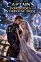 "The Captain's Forbidden Starbound Bride". Ein Sci-Fi-Paar umarmt sich, im Hintergrund Raumschiffe und futuristische Strukturen., Buch
