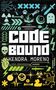 „THE RANKBREAKER SERIES“, „CODE BOUND“, „KENDRA MORENO“. Verschiedene Symbole, wie Totenkopf und Schlüssel, auf dunklem Hintergrund., Buch
