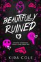"Beautifully Ruined" in wilder, weißer Schrift auf schwarzem Hintergrund, dekoriert mit rosa Symbolen und Herzen., Buch