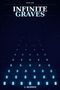 „BOOK ONE: INFINITE GRAVES. J. MORRIS.“ Ein Sternenhimmel mit leuchtenden, bläulich schimmernden Grabsteinen., Buch