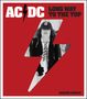 Text: "AC/DC LONG WAY TO THE TOP MARTIN POPOFF". 
Roter Hintergrund mit Blitzsymbol. Person in Schuluniform im Blitz., Buch