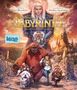 „Jim Henson’s Labyrinth: The Illustrated Novelization“. Roter Hintergrund, schwarzer Rahmen mit Rosen., Buch