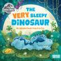 "The Very Sleepy Dinosaur: An alphabet book from A to Zzz." Zeichnung eines schlafenden Dinosauriers im Dschungel.