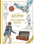 „From the Films of Harry Potter: Coloring Book“. Illustration: Junge mit Zauberstab, Eule, Elf, Schmuckkiste mit Wappen., Buch