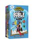 Text "Patrick Wigglesworth's Bizarre Bible Adventure". Illustrationen von Comicfiguren auf einer riesigen Bibel.