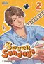"Parental Advisory Warning Explicit Content", "Seven Sundays", "2 FINAL". Illustration eines lächelnden Mannes mit Filmkamera-Clipart., Buch