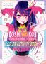 „【OSHI NO KO】COLORING IDOL“ und „COLOR ACTIVITY BOOK“. Illustration: Person mit lila Haaren und Herzmotiv., Buch