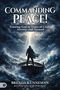 "COMMANDING PEACE! Trusting God in Times of Crisis, Anxiety, and Turmoil. Brenda Kunneman." Eine Person steht auf stürmischer See in einem Boot., Buch
