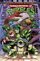 "Saturday Morning Adventures: Teenage Mutant Ninja Turtles". Eine dynamische Szenen-Illustration mit kämpfenden Figuren.