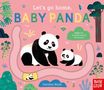 „Let’s go home, BABY PANDA“ und „slide the animals around the scenes!“ Zwei Pandas in bunter Illustration., Buch