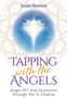 Text: "Susan Browne. Tapping with the Angels. Angel EFT and Ascension through the 12 Chakras." Engel-Silhouette vor blauem Licht., Buch