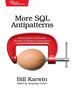 Text: "More SQL Antipatterns", "Avoid Common but Deadly Mistakes of Database Optimization", "Bill Karwin". Ei in roter Schraubzwinge.