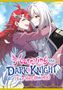 Titel: "Marrying the Dark Knight (For Her Money)". Fröhliche Umarmung zwischen rot- und weißhaariger Frau, umgeben von Federn., Buch