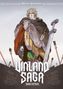 Text: "Makoto Yukimura", "VINLAND SAGA", "BOOK FIFTEEN". Eine Illustration mit einer Figur in Fellkleidung, umgeben von Pfeilen und einem Schwert., Buch