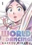„1. THE WORLD IS DANCING KAZUTO MIHARA“ Eine erstaunte Person schaut nach oben, Pastellfarben und dynamische Linien., Buch